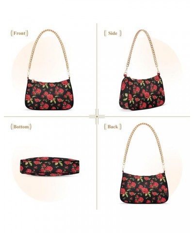 Funny Chili Peppers Cute Shoulder Purse Hobo Dressy Purse Women's Small Handbag Evening Shoulder Tote Rose Floral $17.39 Shou...