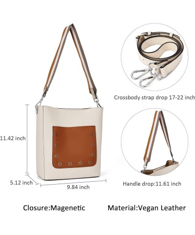 Mother's Day Hobo Bags for Women Leather Handbags Designer Shoulder Bucket Crossbody Purse White $29.06 Hobo Bags