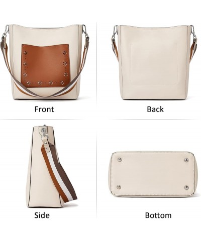 Mother's Day Hobo Bags for Women Leather Handbags Designer Shoulder Bucket Crossbody Purse White $29.06 Hobo Bags