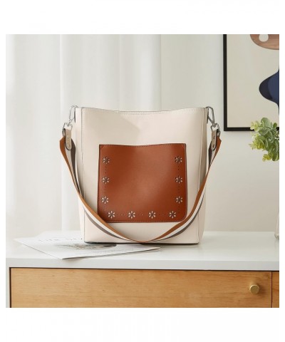 Mother's Day Hobo Bags for Women Leather Handbags Designer Shoulder Bucket Crossbody Purse White $29.06 Hobo Bags