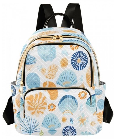 Beautiful Seashell Leaf Blossom Women Backpack Purse Ladies Fashion Shoulder Bag Daypack Travel Bag 7.5L Small $14.88 Backpacks