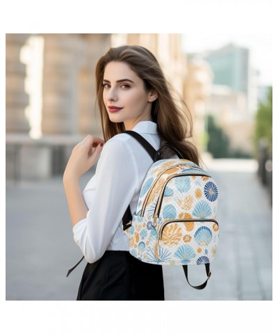 Beautiful Seashell Leaf Blossom Women Backpack Purse Ladies Fashion Shoulder Bag Daypack Travel Bag 7.5L Small $14.88 Backpacks