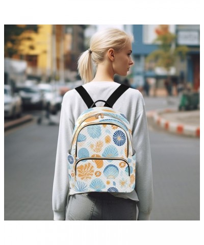 Beautiful Seashell Leaf Blossom Women Backpack Purse Ladies Fashion Shoulder Bag Daypack Travel Bag 7.5L Small $14.88 Backpacks