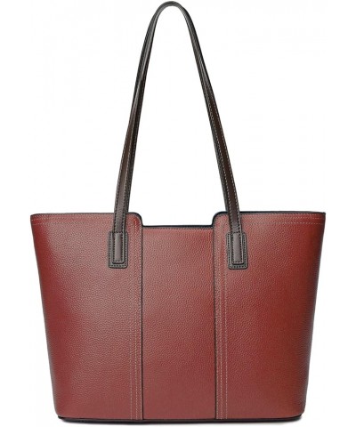 Women's Genuine Leather Tote Handbag Large Capacity Pocketbook Purse Wine $40.03 Totes