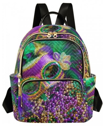 Mardi Gras Women Backpack Masquerade Beads Feathers Anti-Theft Travel Backpack with Luggage Belt Durable Handbag Lady Purse R...