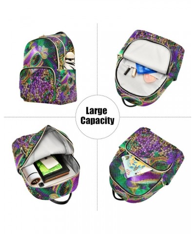 Mardi Gras Women Backpack Masquerade Beads Feathers Anti-Theft Travel Backpack with Luggage Belt Durable Handbag Lady Purse R...