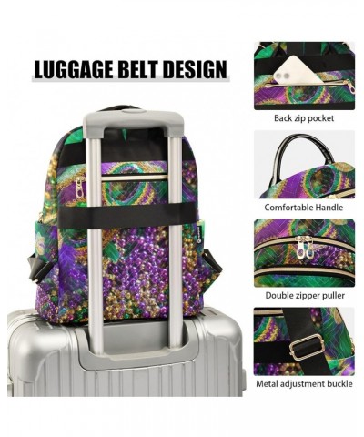 Mardi Gras Women Backpack Masquerade Beads Feathers Anti-Theft Travel Backpack with Luggage Belt Durable Handbag Lady Purse R...