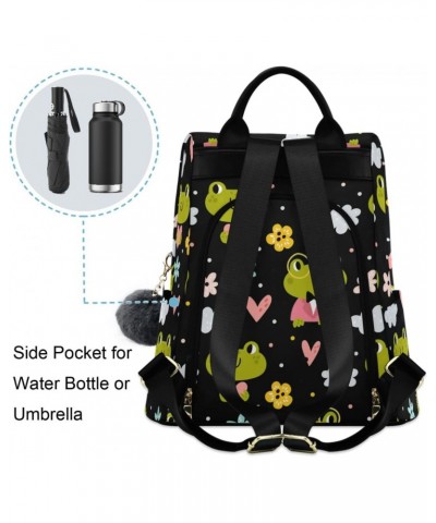 Funny Cute Frogs with Hearts Flowers Cloud Backpack Purse for Women Anti Theft Fashion Back Pack Shoulder Bag $21.59 Backpacks