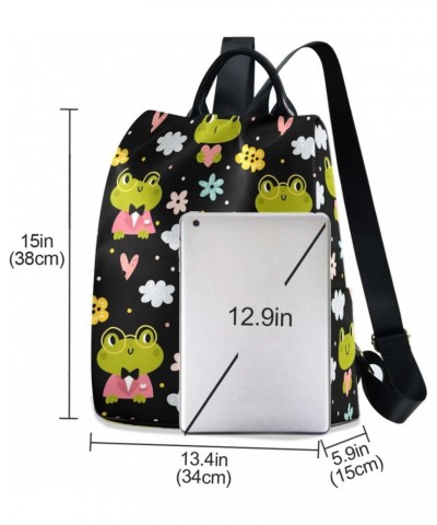 Funny Cute Frogs with Hearts Flowers Cloud Backpack Purse for Women Anti Theft Fashion Back Pack Shoulder Bag $21.59 Backpacks