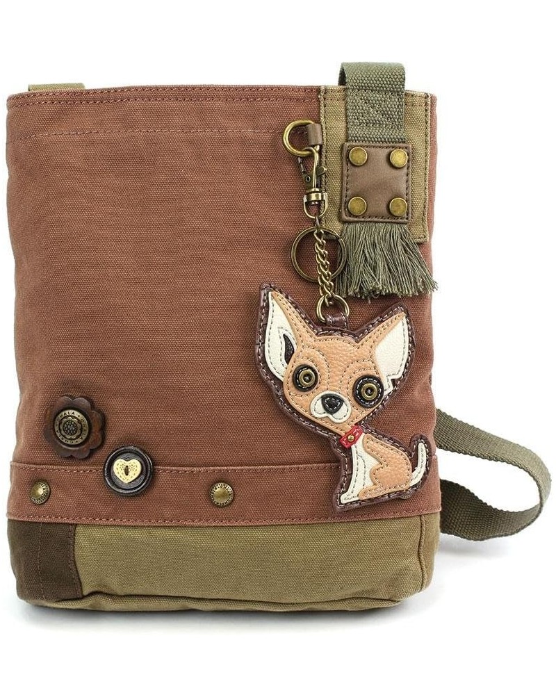 Canvas Cross-body Messenger Handbags with Key-fob/Coin Purse - (Denim Blue/Chihuahua) Mauve $27.14 Crossbody Bags