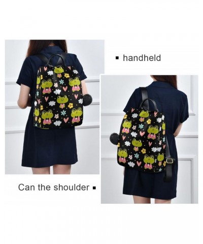 Funny Cute Frogs with Hearts Flowers Cloud Backpack Purse for Women Anti Theft Fashion Back Pack Shoulder Bag $21.59 Backpacks