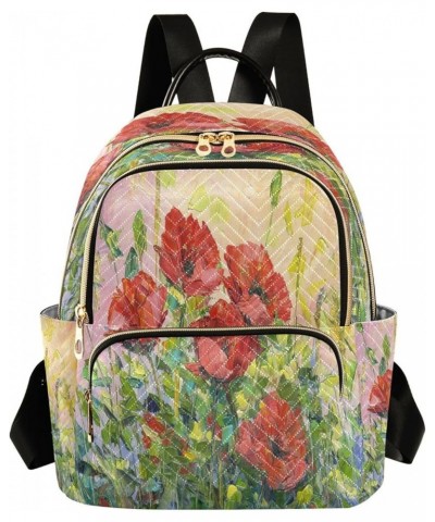 Mini Backpack for Women, Poppy Flower Travel Backpack Purse for Ladies, Small Bookbag Daypack Shoulder Bag S A143 Small $13.9...