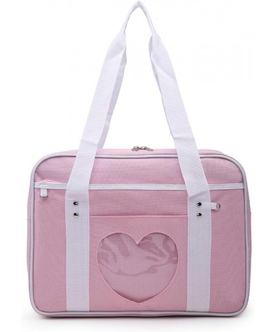 Portable Travel Bag love transparent bag casual shoulder bag luggage bag Light Pink $21.60 Totes