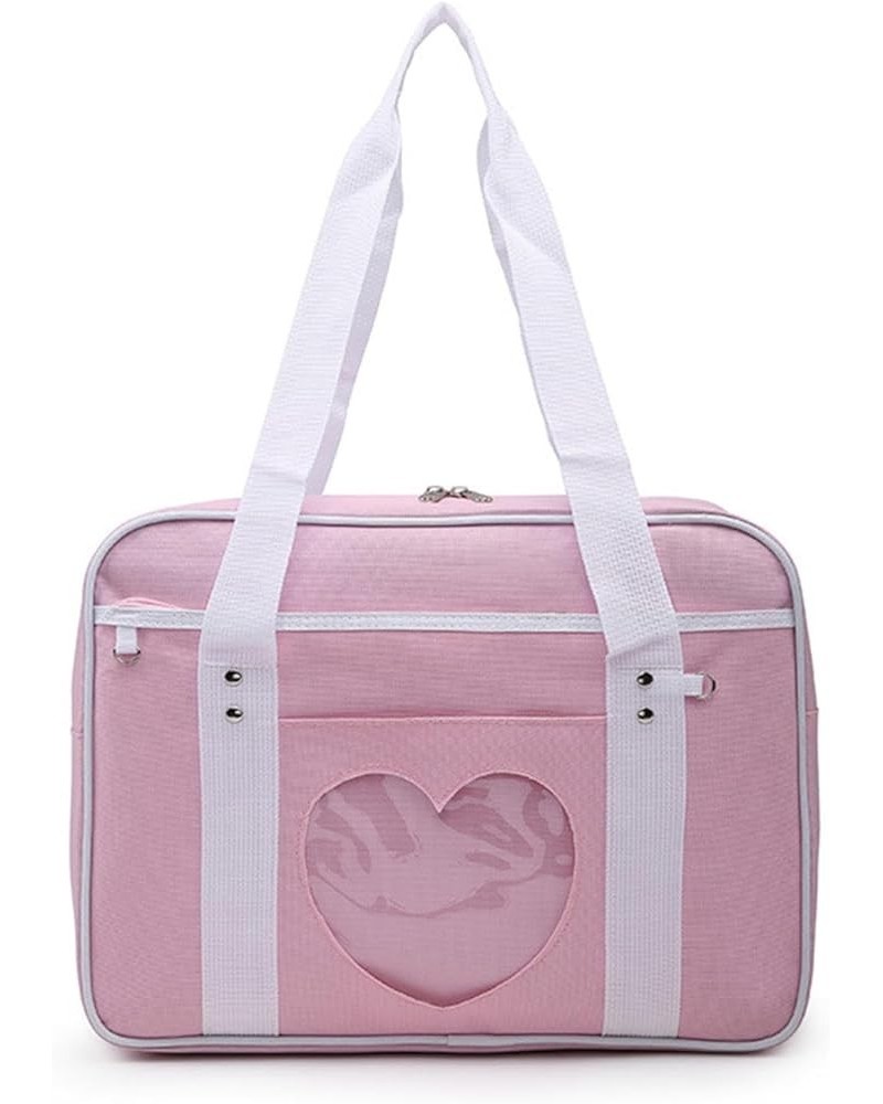 Portable Travel Bag love transparent bag casual shoulder bag luggage bag Light Pink $21.60 Totes