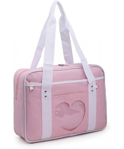 Portable Travel Bag love transparent bag casual shoulder bag luggage bag Light Pink $21.60 Totes