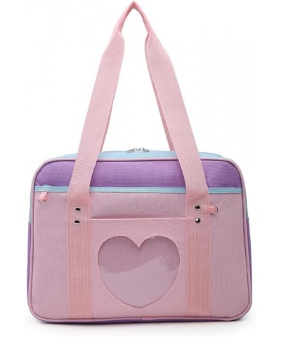 Portable Travel Bag love transparent bag casual shoulder bag luggage bag Light Pink $21.60 Totes