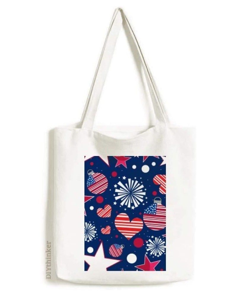 USA Flag Love Heart Star Festival Tote Canvas Bag Shopping Satchel Casual Handbag $14.26 Totes