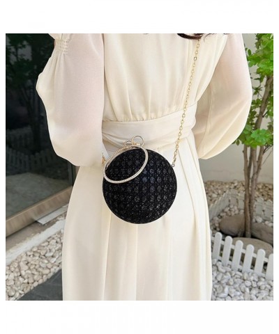 Evening Bag European And American Fashion Diamond-Encrusted Retro Shoulder Bag Women'S Crossbody Chain Ball Small Round Bag W...