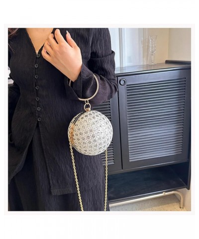 Evening Bag European And American Fashion Diamond-Encrusted Retro Shoulder Bag Women'S Crossbody Chain Ball Small Round Bag W...