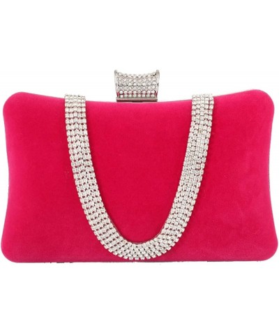 Velvet Evening Bag for Women Rhinestone Clutch Bag Sparkly Handbag Pink $17.50 Evening Bags