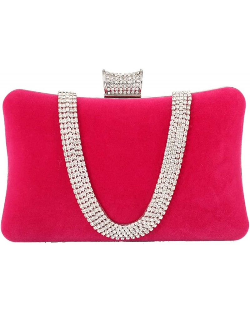 Velvet Evening Bag for Women Rhinestone Clutch Bag Sparkly Handbag Pink $17.50 Evening Bags