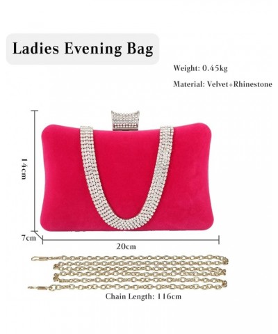 Velvet Evening Bag for Women Rhinestone Clutch Bag Sparkly Handbag Pink $17.50 Evening Bags