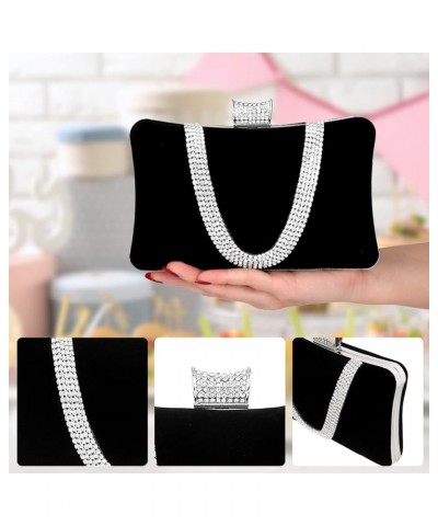 Velvet Evening Bag for Women Rhinestone Clutch Bag Sparkly Handbag Pink $17.50 Evening Bags