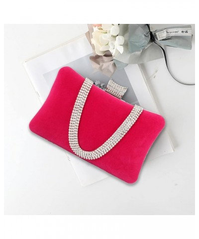 Velvet Evening Bag for Women Rhinestone Clutch Bag Sparkly Handbag Pink $17.50 Evening Bags