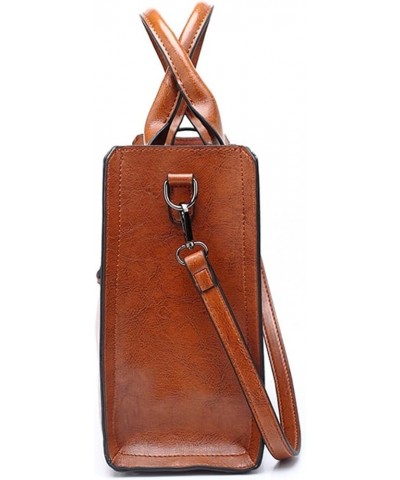 Genuine Leather Handbags Women Crossbody Bags Women Large Capacity Shoulder Bag Coffee $40.19 Shoulder Bags