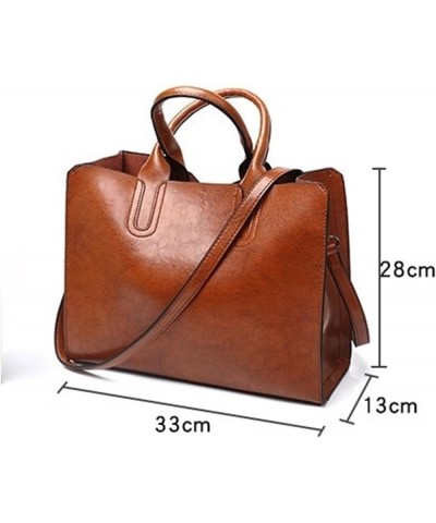 Genuine Leather Handbags Women Crossbody Bags Women Large Capacity Shoulder Bag Coffee $40.19 Shoulder Bags