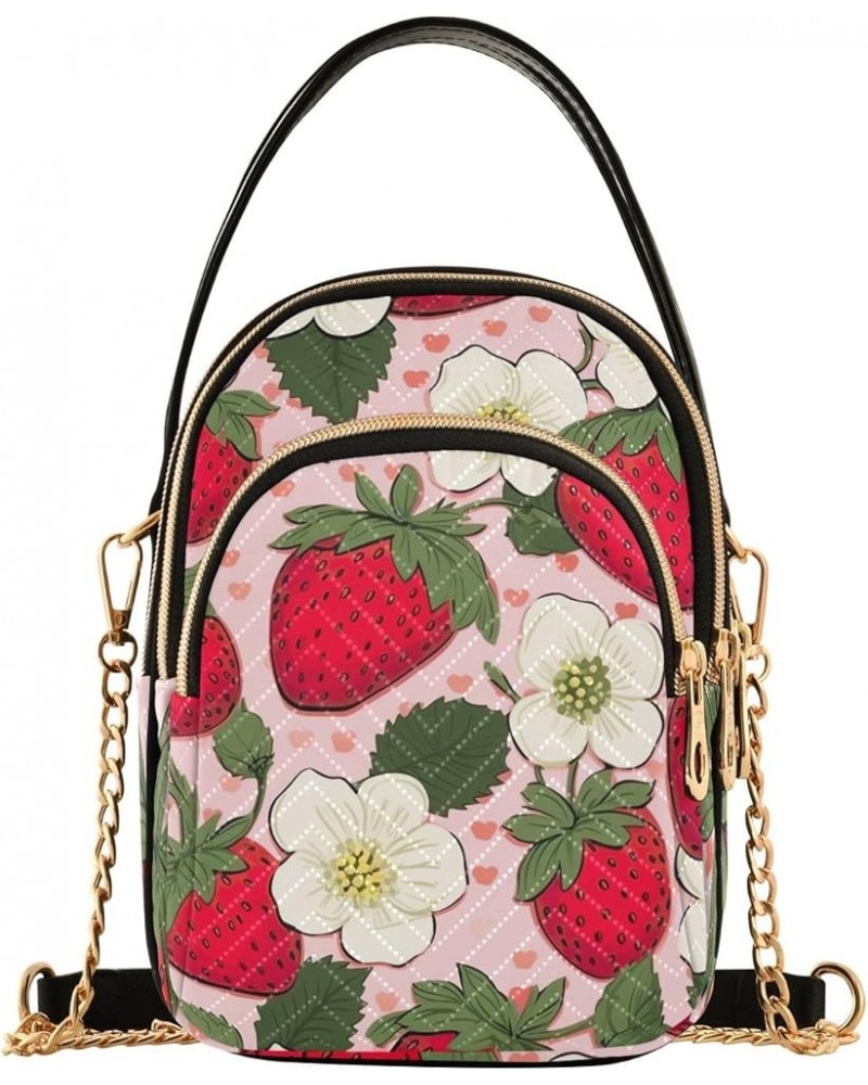 Graveyard Halloween Theme Quilted Shoulder Bag with Chain Small Shoulder Bags Strawberry White Floral $10.95 Shoulder Bags