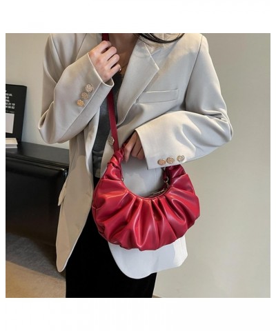 Half Moon Crossbody Bags for Women Small Square Bag Casual Fold Clutch Bag Shoulder Bag Wrinkle Cloud Bag Silver $24.28 Shoul...