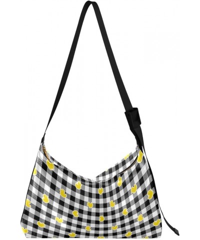 Black White Plaid Hobo Bags for Women Crossbody Bag Handbag Purses Leather Shoulder Bag for Work GiftsTravel 11 $17.48 Hobo Bags