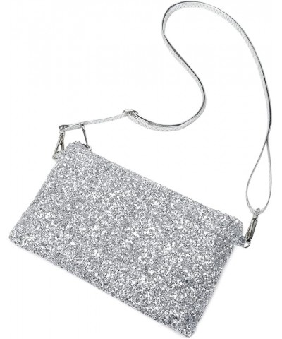 Sparkling Evening Clutch Silver Bride Purse for Wedding Bling Clutch Handbag for Party Silver Shoulder Purse $10.34 Crossbody...