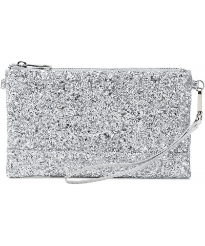 Sparkling Evening Clutch Silver Bride Purse for Wedding Bling Clutch Handbag for Party Silver Shoulder Purse $10.34 Crossbody...