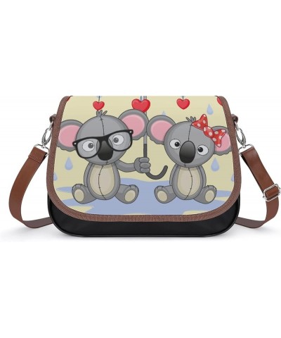 Printed Crossbody Bag Shoulder Bag PU Leather Women's Designer Satchels Rabbit Moon Starry Sky Color7 $22.56 Satchels