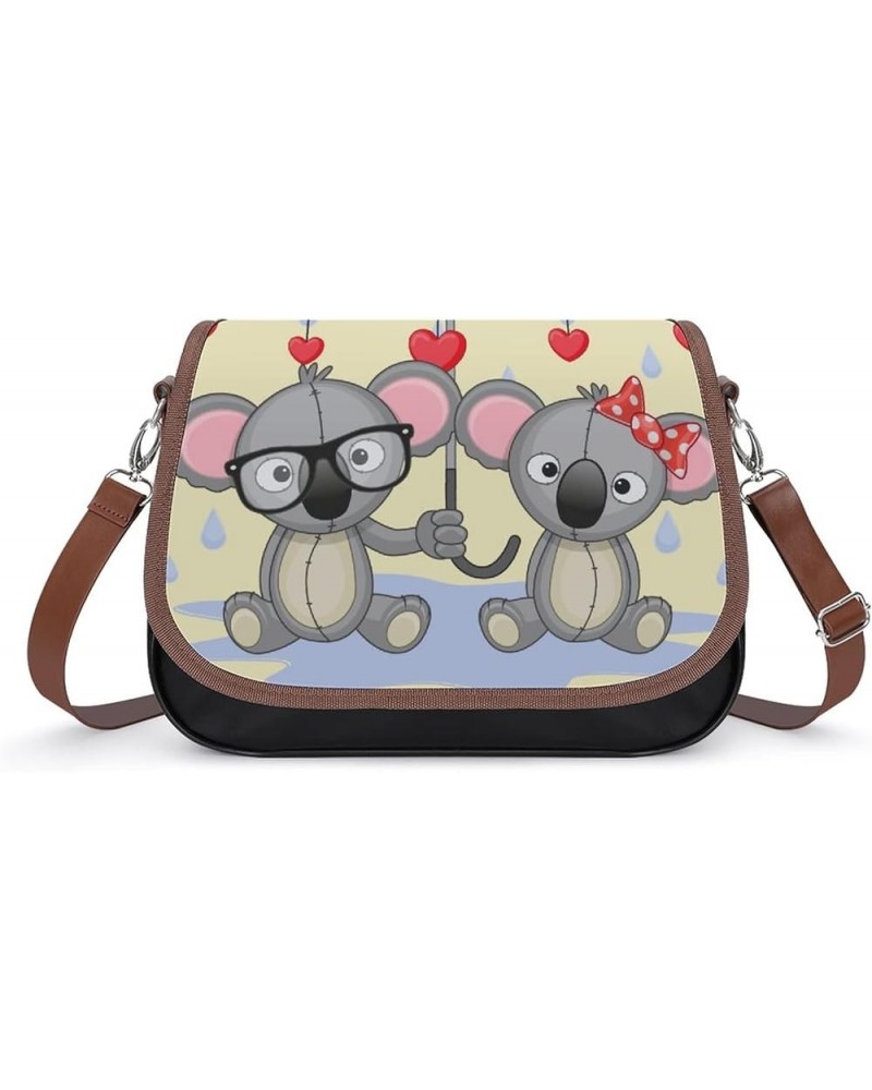 Printed Crossbody Bag Shoulder Bag PU Leather Women's Designer Satchels Rabbit Moon Starry Sky Color7 $22.56 Satchels