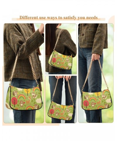 Clutch Shoulder Bags Tote Evening Purse Handbags for Women Hobo Bags Forest Animals with Zipper Closure $14.72 Totes