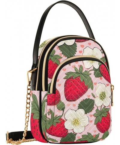 Graveyard Halloween Theme Quilted Shoulder Bag with Chain Small Shoulder Bags Strawberry White Floral $10.95 Shoulder Bags