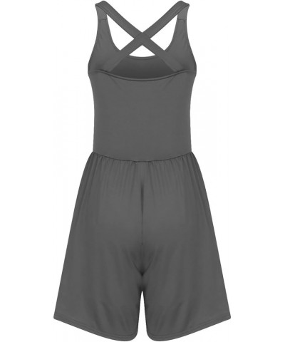 Jean Casual Sport Sleeveless Solid Jumpsuit With 4 Pockets Jumpsuit for Women with Zipper 1-dark Gray➤➤ Womens Rompers Summer...