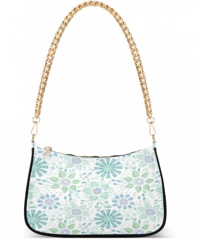 Women Shoulder Bag Pastel Green Flowers and Leaves Pattern Lightweight Clutch Handbags Casual Tote Handbags $12.90 Totes