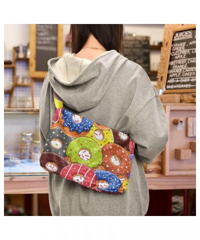 Rainbow Donuts Shoulder Tote Bags for Women Furry Crossbody bag Hobo Handbag Purses for Shopping Working Traveling $10.91 Totes