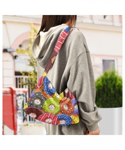 Rainbow Donuts Shoulder Tote Bags for Women Furry Crossbody bag Hobo Handbag Purses for Shopping Working Traveling $10.91 Totes