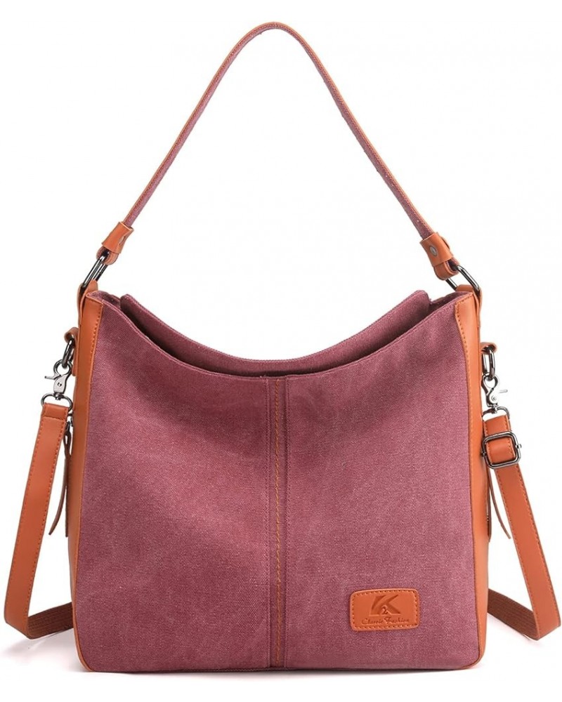 Women's Canvas Handbag Shoulder Tote Bag Casual Multifunctional Large Purple $23.64 Totes