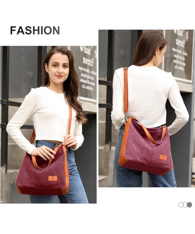 Women's Canvas Handbag Shoulder Tote Bag Casual Multifunctional Large Purple $23.64 Totes