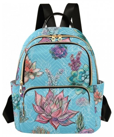 Women Backpack Succulent Summer Blue Anti-Theft Travel Backpack with Luggage Belt Lightweight Handbag Lady Purse Roomy Double...