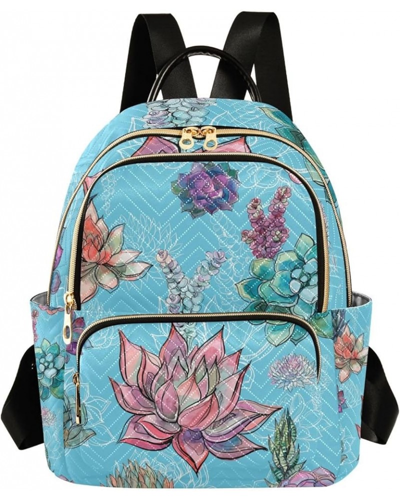 Women Backpack Succulent Summer Blue Anti-Theft Travel Backpack with Luggage Belt Lightweight Handbag Lady Purse Roomy Double...