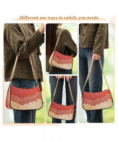 Japanese Golden Wave Small Chain Shoulder Bag for Women Travel Hobo Tote Handbag Clutch Purse with Zipper $17.09 Totes