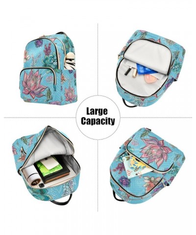 Women Backpack Succulent Summer Blue Anti-Theft Travel Backpack with Luggage Belt Lightweight Handbag Lady Purse Roomy Double...