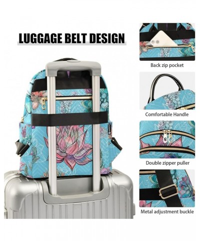 Women Backpack Succulent Summer Blue Anti-Theft Travel Backpack with Luggage Belt Lightweight Handbag Lady Purse Roomy Double...